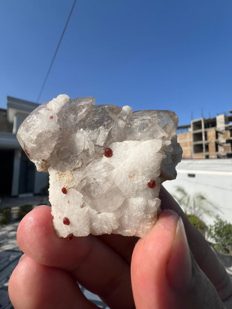 49GM | Natural Red Garnet Etched & Quartz Crystal Specimen | Skardu Pakistan.