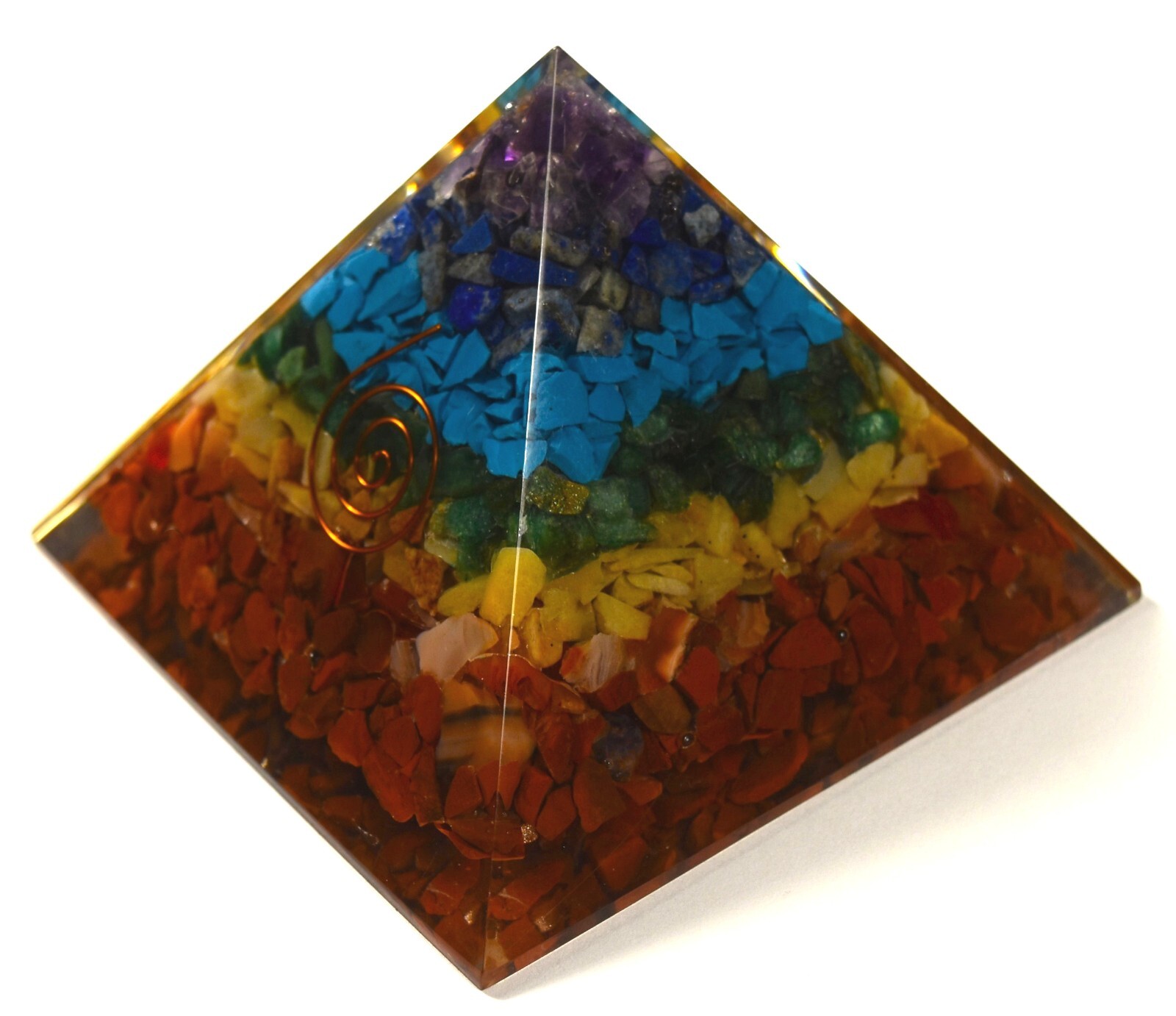 Huge 98mm 7 Chakra Orgonite Orgone Pyramid Energy Reiki Charged Heal Generator