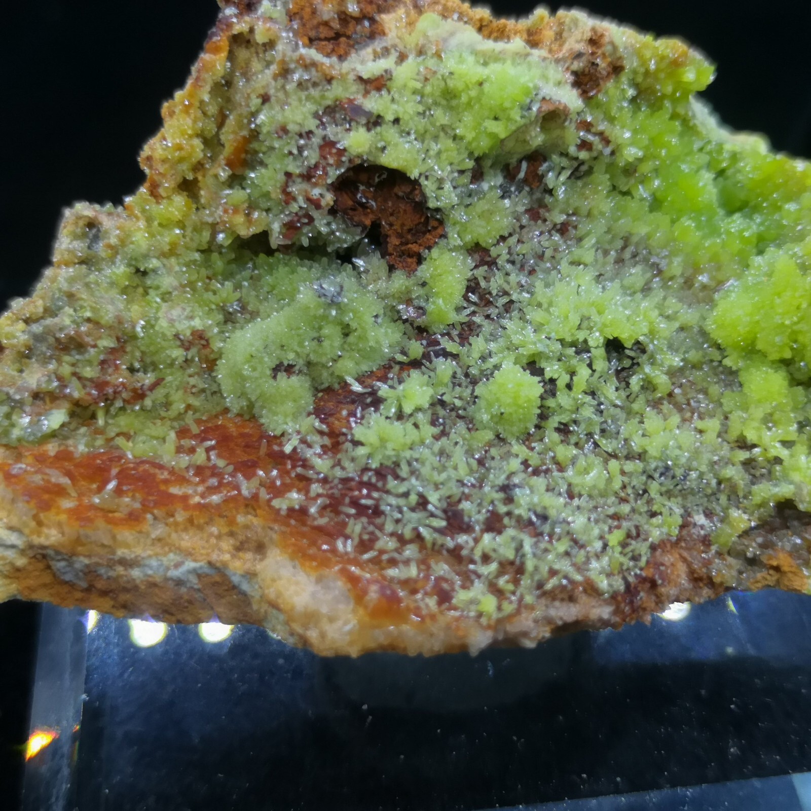 73mm 113g Drusy Fresh Green Pyromorphite on matrix, Natural Mineral Specimen
