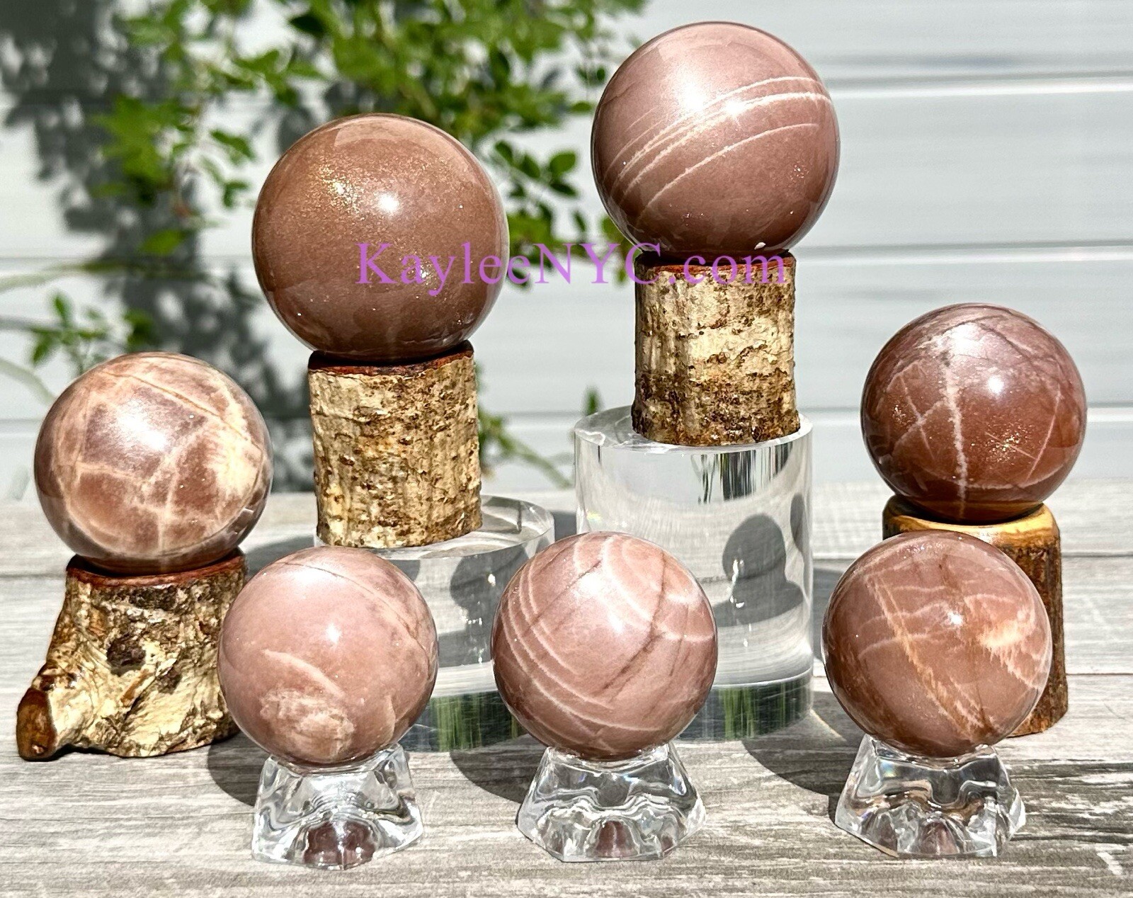 Wholesale Lot 7pcs Natural Sunstone Moonstone Sphere Crystal Ball Healing Energy