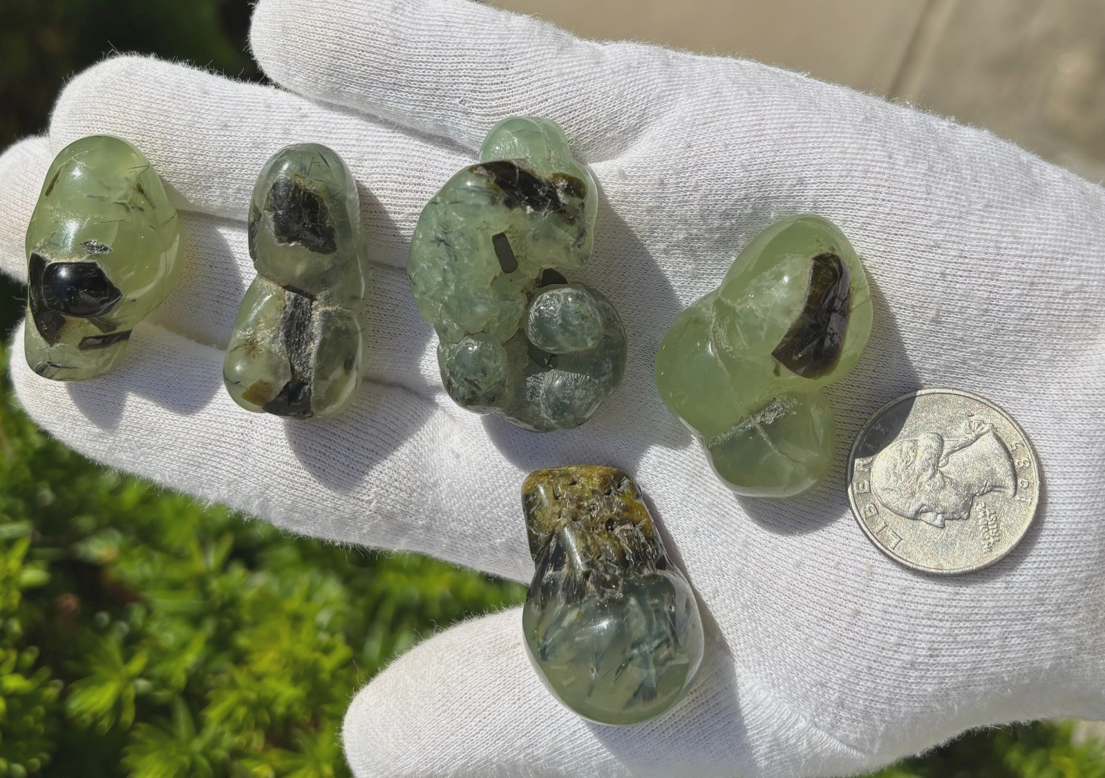 USA SALE 120g LOT 5 PREHNITE & EPIDOTE BOTRYOIDAL TUMBLES TUMBLE STONE STONES