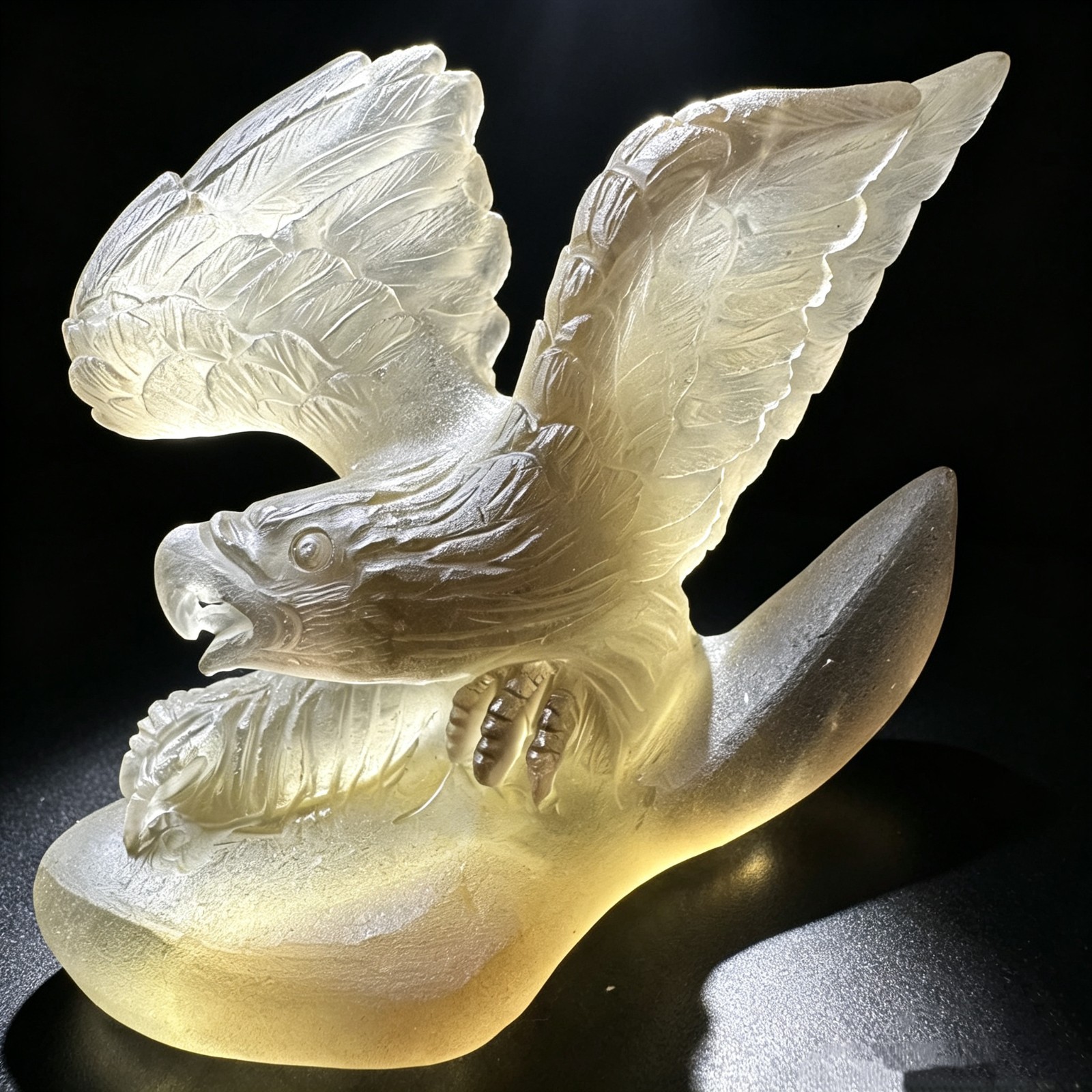 Hand Carved Citrine Eagle -Natural Crystal Animal Figurine Sculpture Decor 3.96″