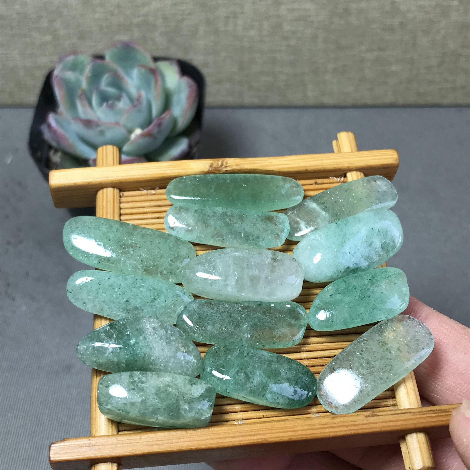 13Pcs Natural Green Strawberry Crystal gemstone Polish Mineral Specimen A6586