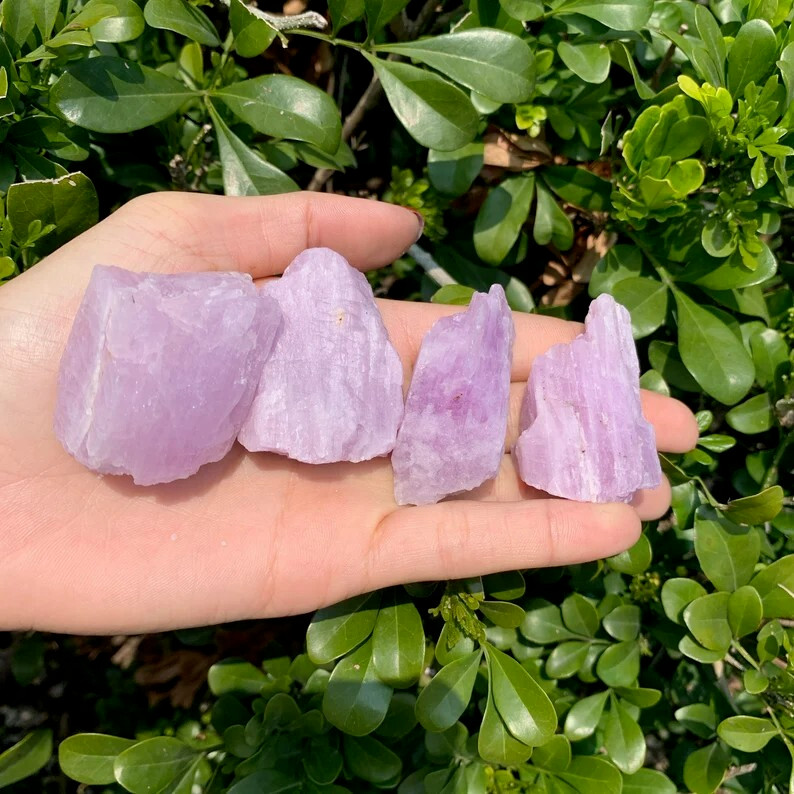 5 PCS Raw Rough Kunzite Stone Purple Crystal Healing Energy Mineral Specimen