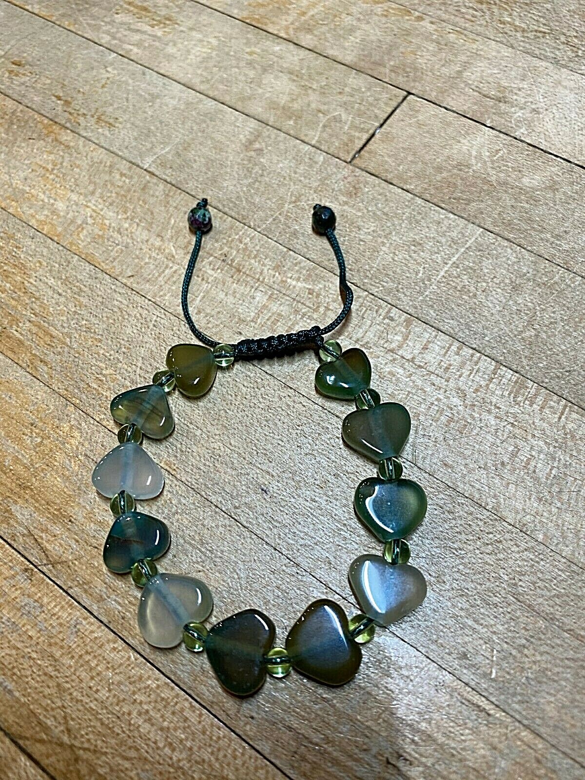 Green Agate & Ruby In Zoisite Crystal Heart Tibetan Style Shamballa Bracelet