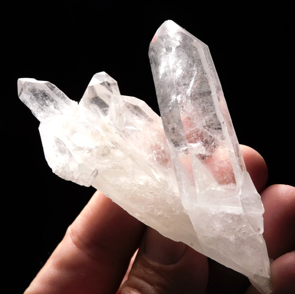 Four Points! Translucent! QUARTZ Crystal Cluster 100% Natural Brazil 70.1gr