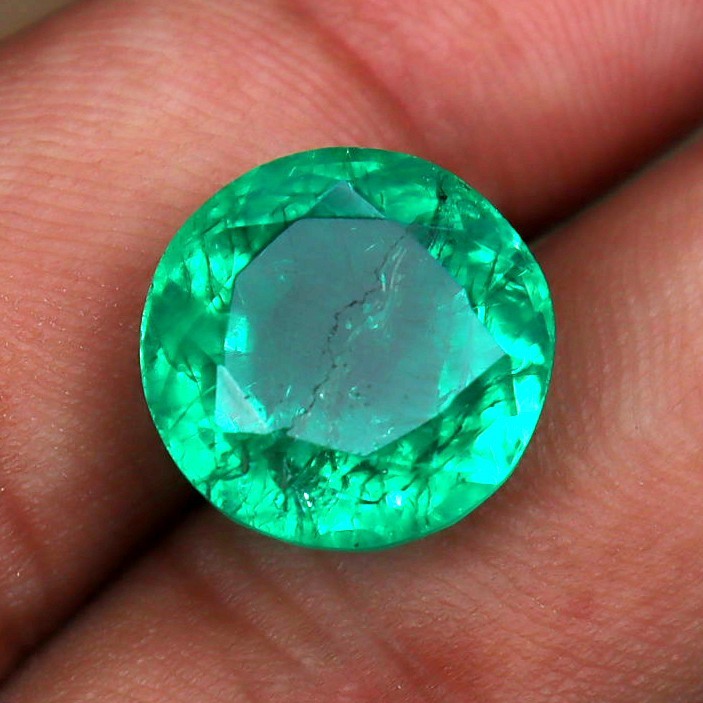 Green Emerald Certified Natural Colombian Round Cut 10.25 Ct Loose Gemstone