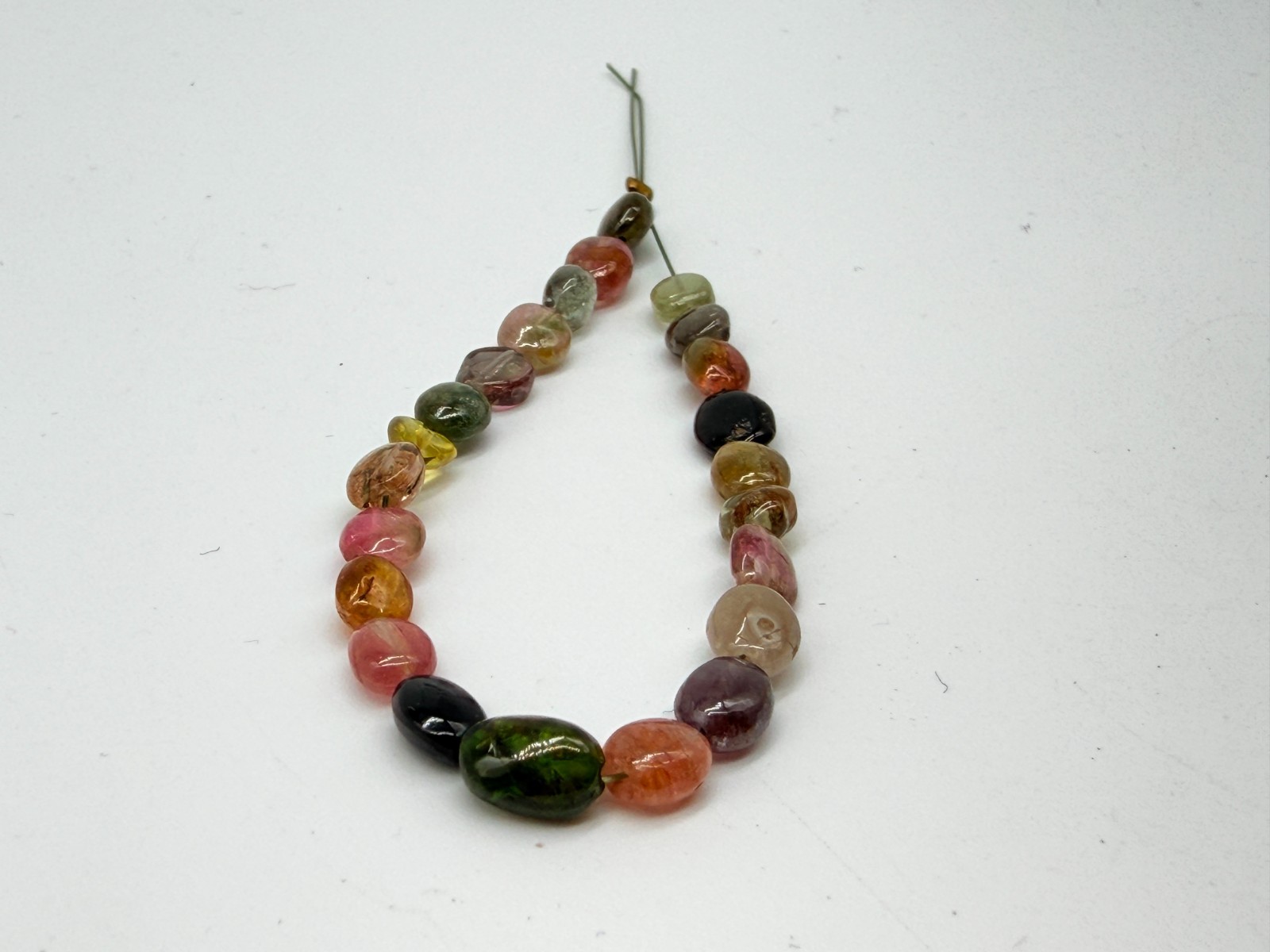 Natural-Multi Tourmaline Smooth-Oval Beads Strand, Multi-Color Tourmaline-Tumble