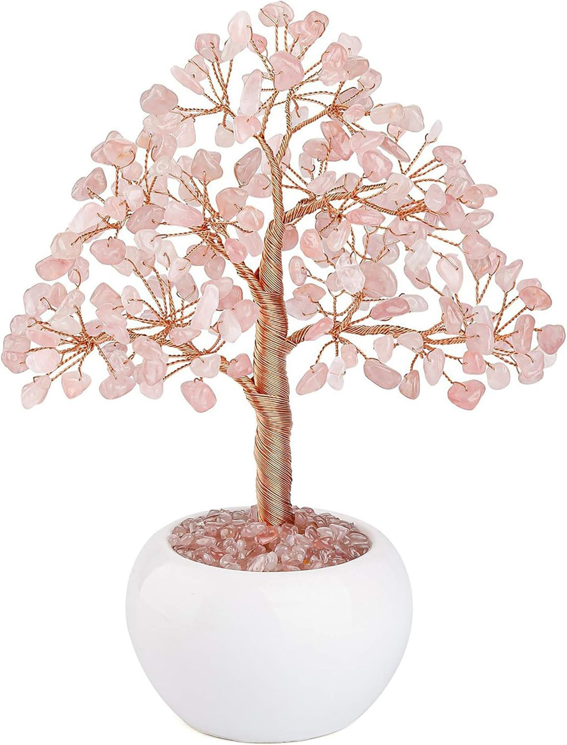 Rose Quartz Crystal Money Tree Feng Shui Natural Healing Crystal Gemstone Bonsai