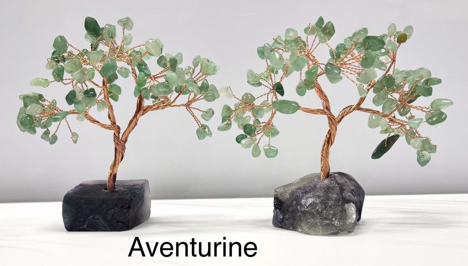 Wholesale 7 Pcs Bonsai Tree With Fluorite Base Copper Wire Natural Crystal