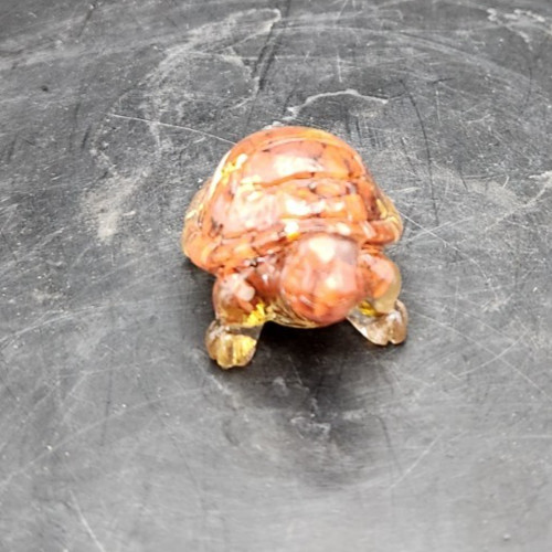 Natural 2″ Quartz Brown Crushed Stone in Resin Healing Turtle