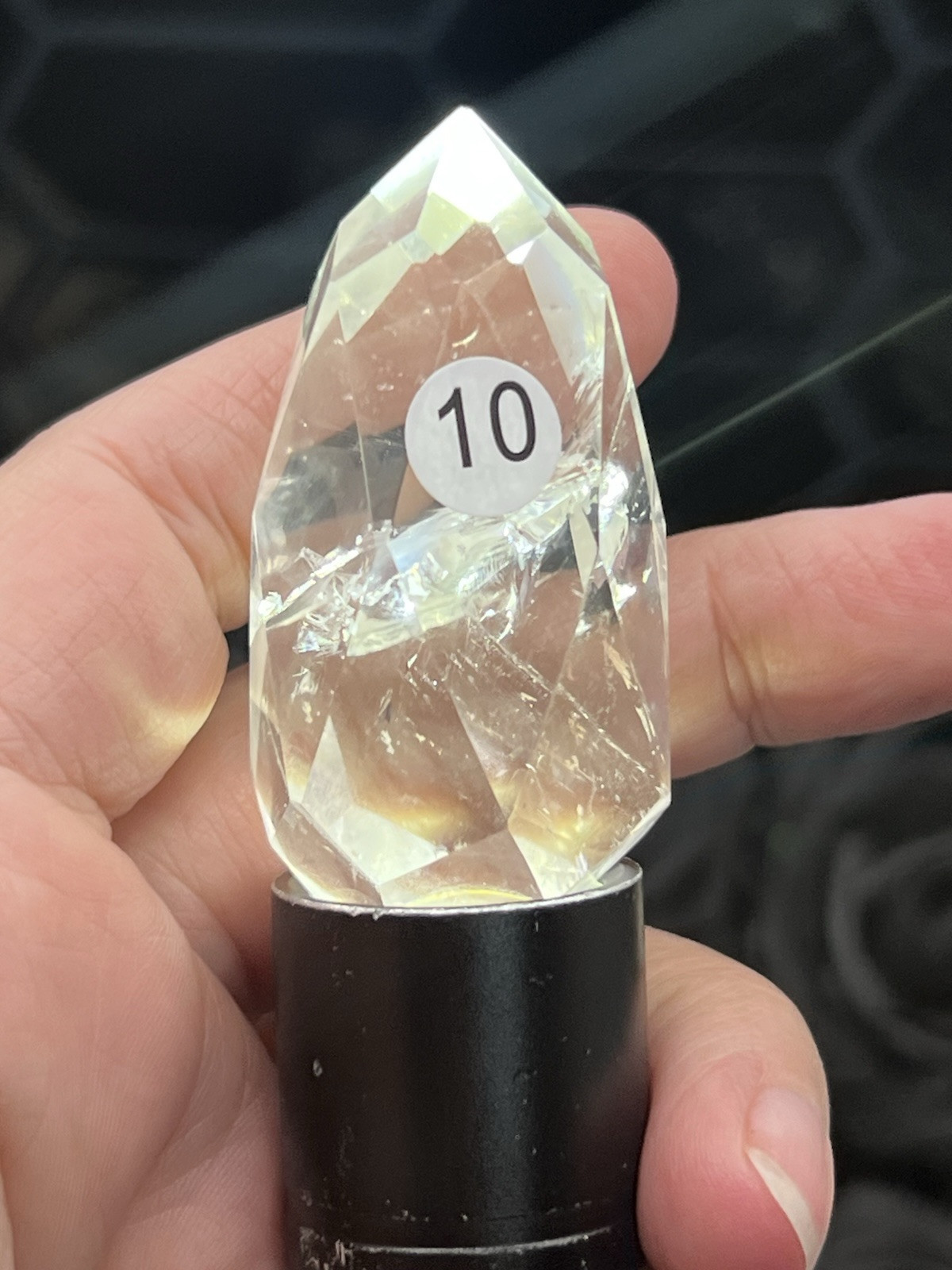 Natural Clear Quartz Faceted Egg HQ Self standing L@@K Free ship & Gift