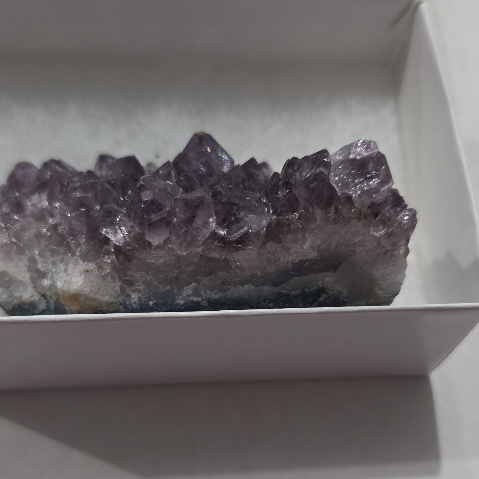 Purple Amethyst Brazil Crystal Cluster Mineral Specimen in Display Box I