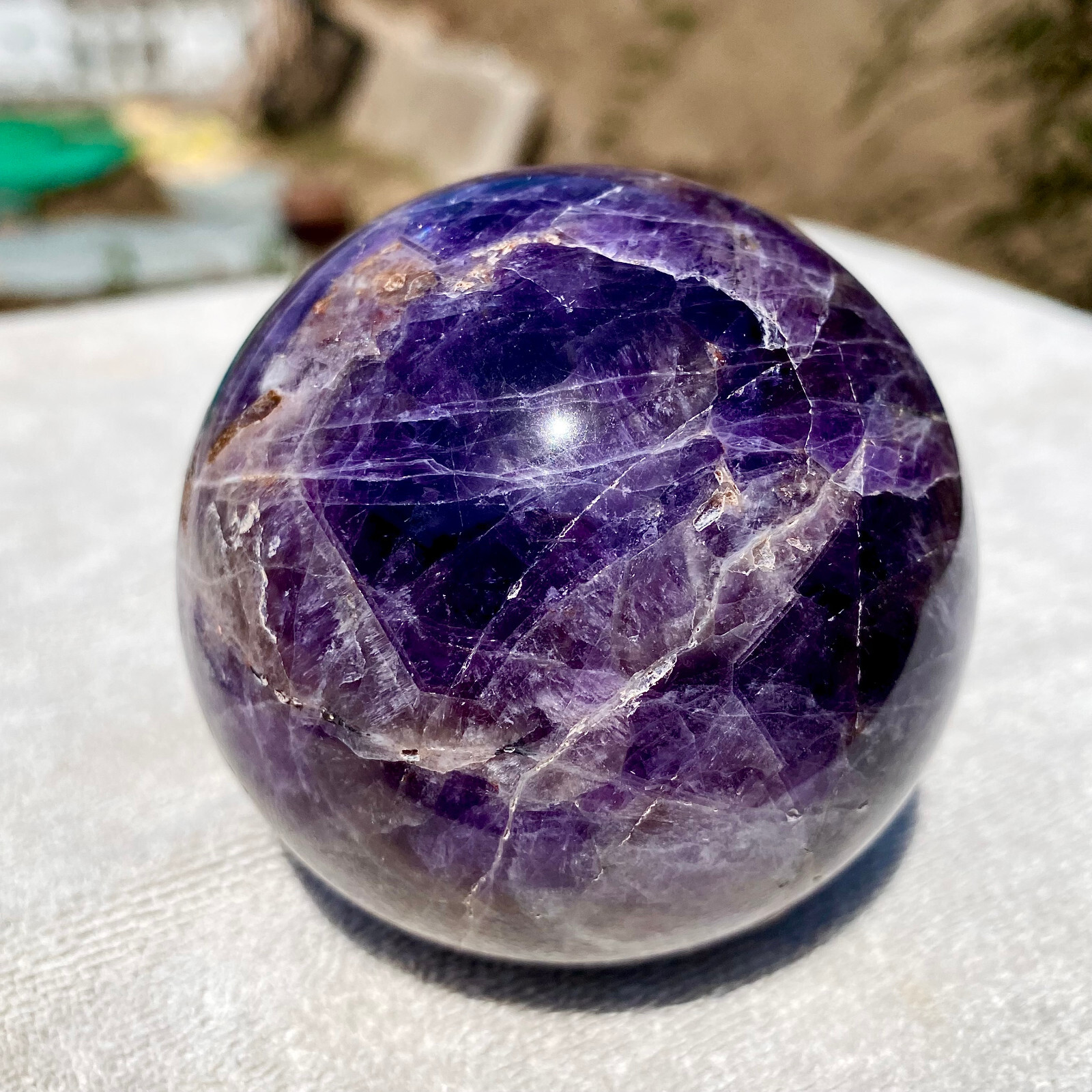 490G Top Natural dreamy amethyst Quartz Sphere Quarzt Crystal Ball reiki heal