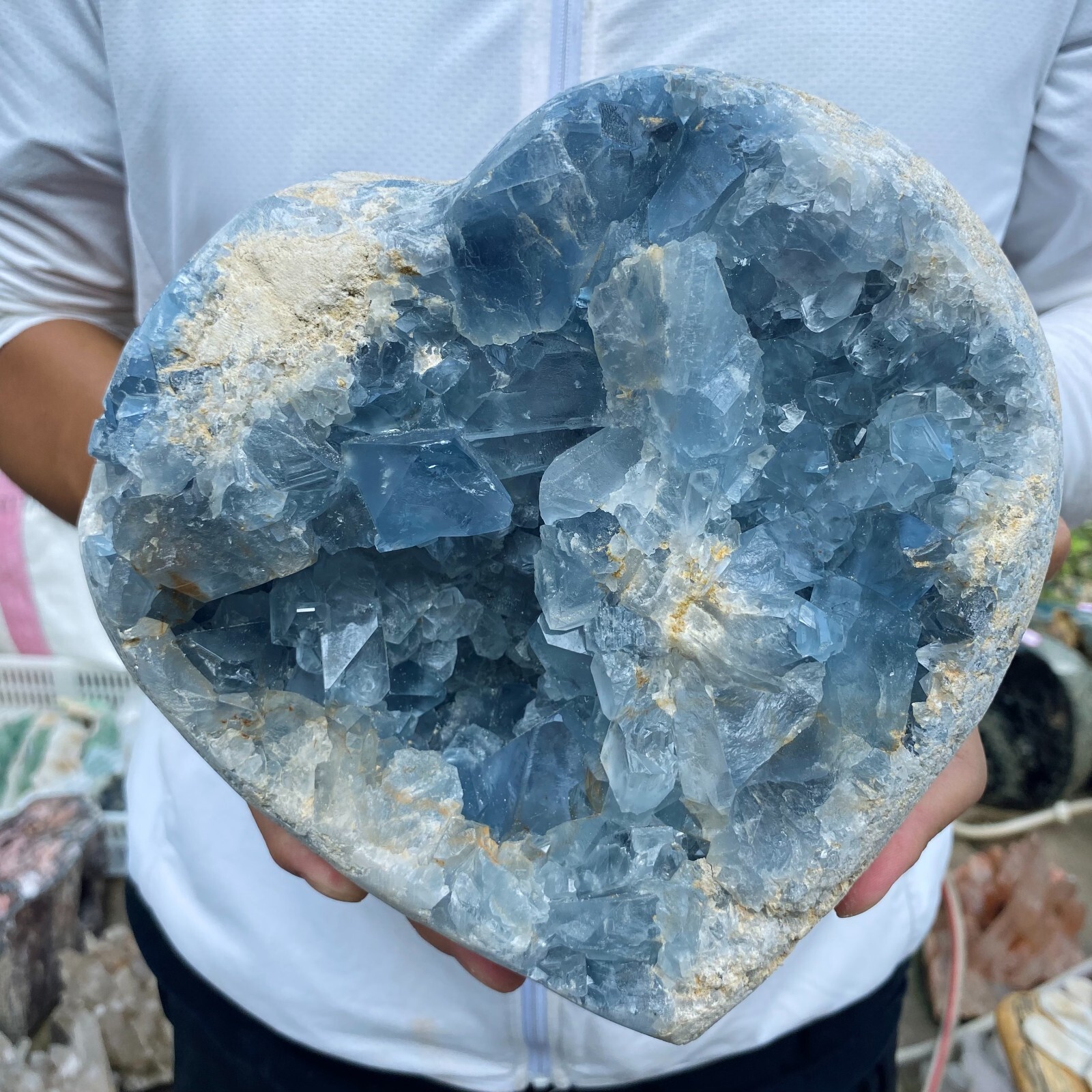 14.4lb natural blue celestite geode quartz crystal mineral specimen healing