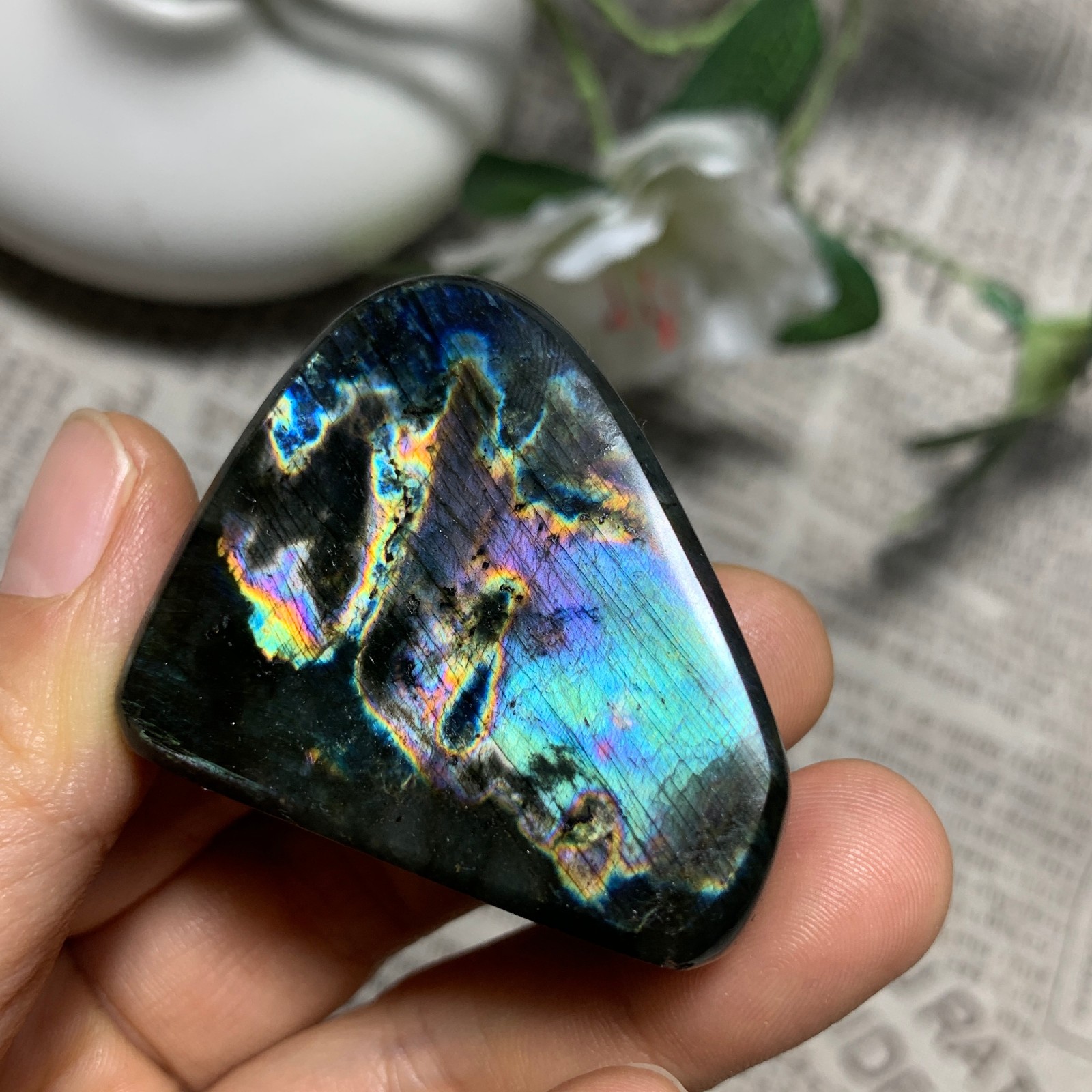 62g Natural Purple Labradorite Quartz Crystal Stone Specimen Healing
