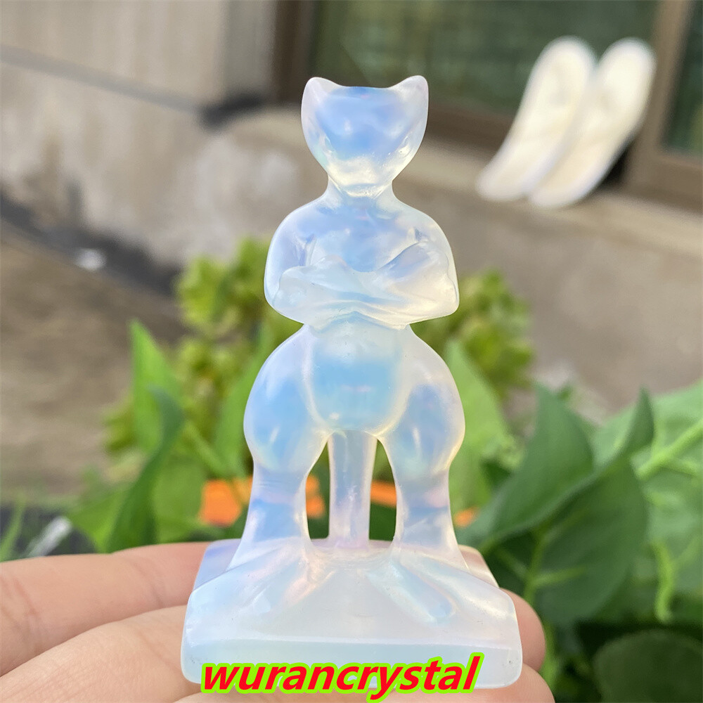 2.5″ Opalite Quartz Crystal Carved Skull Pocket Monster Elves healing gift 1pc