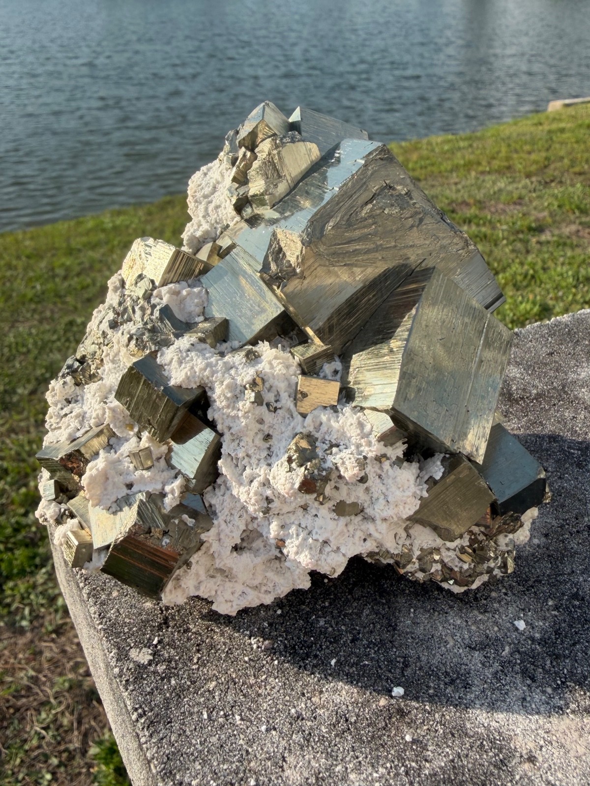 AA PYRITE Crystal CUBE Cluster Huanzala Mine Peru 2.9 LBS 3 3/4″ High x 5″