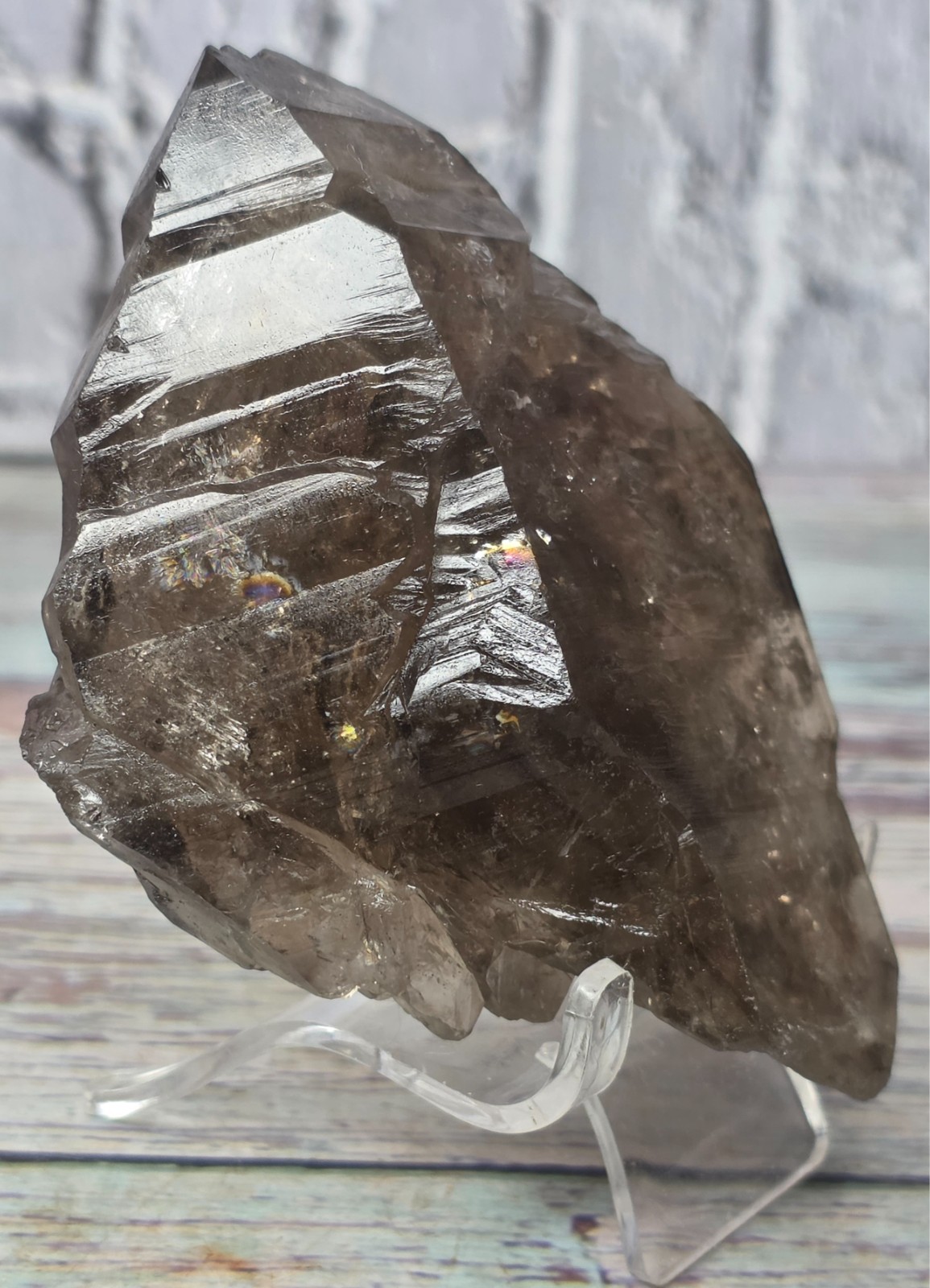 Natural Brazilian Smoky Enhydro Quartz Crystal Moving Bubble 207.63g Rare