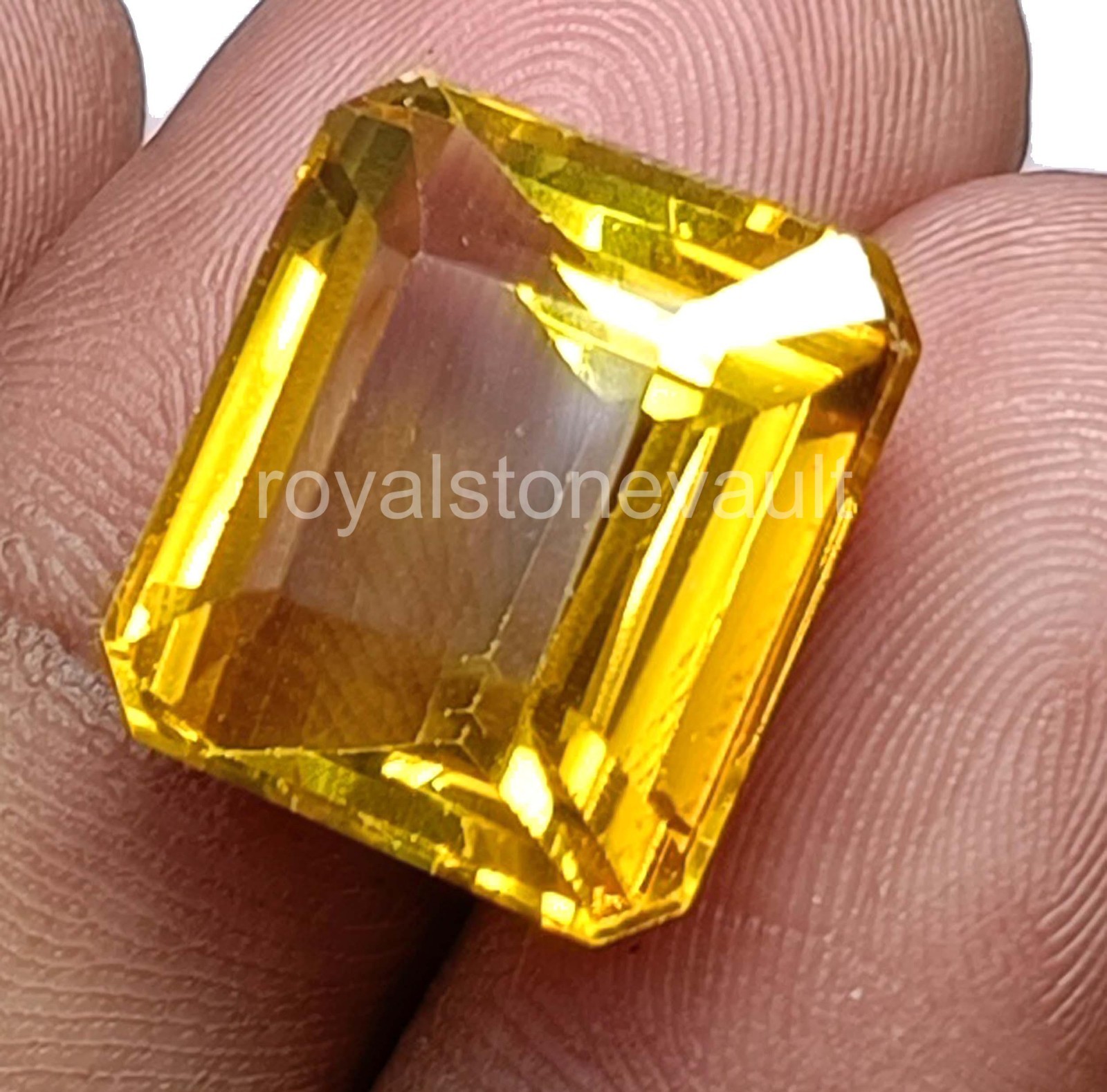 IGL Certified Loose Gemstone – 21.15 Ct Emerald Cut Natural Yellow Sapphire 5AOP