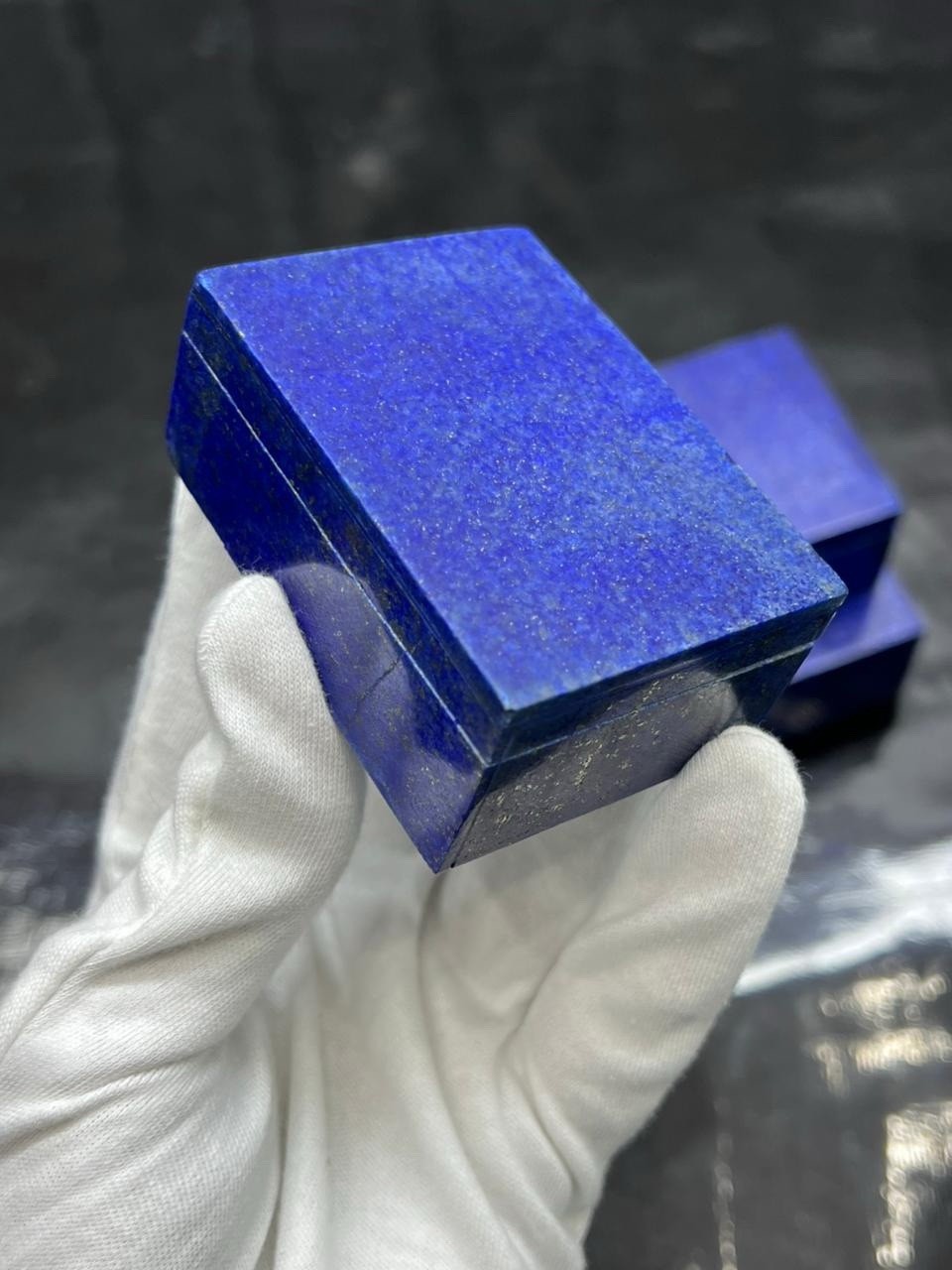 Natural lapis lazuli jewelry box set slightly coloured to enhance beauty