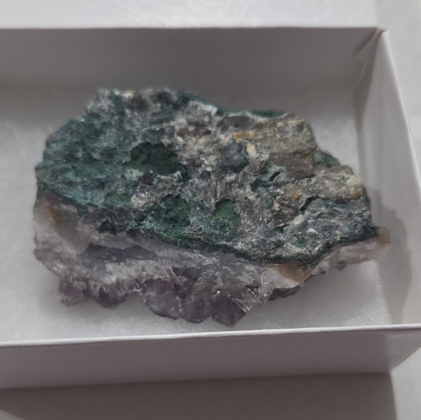 Purple Amethyst Brazil Crystal Cluster Mineral Specimen in Display Box I
