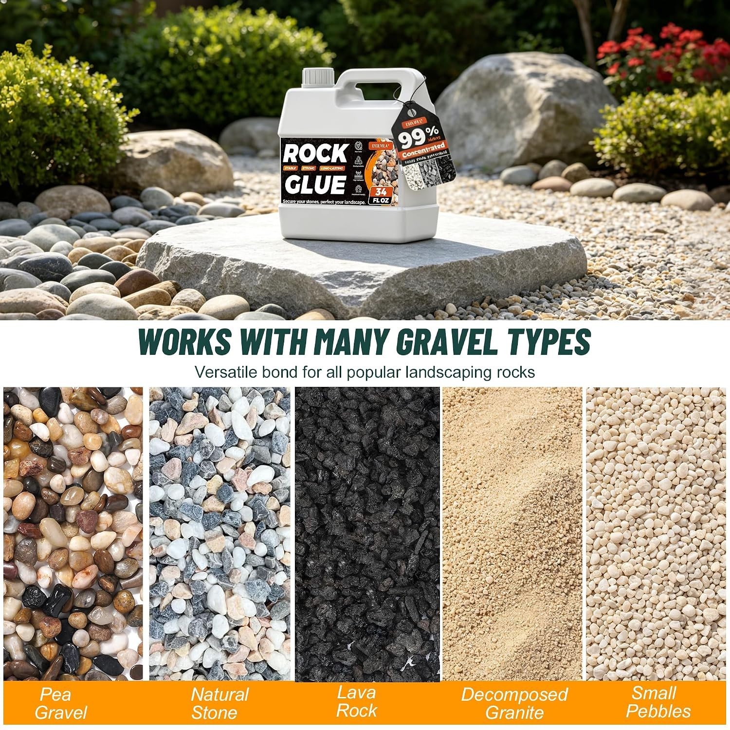 Multi-Purpose 34oz Rock Glue – Quick-Drying, Pet-Friendly Adhesive for Gardens