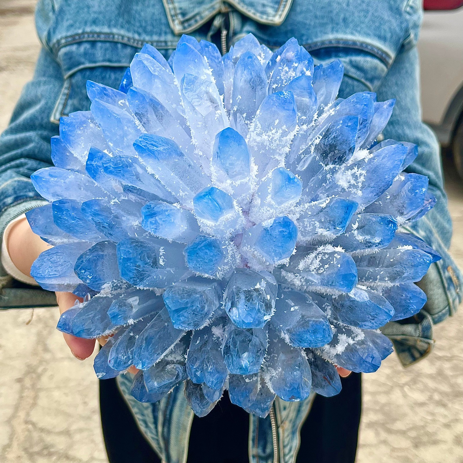 11.9LB eatiful blue Tibetan Ghost phantom Quartz Crystal Cluster Specimen