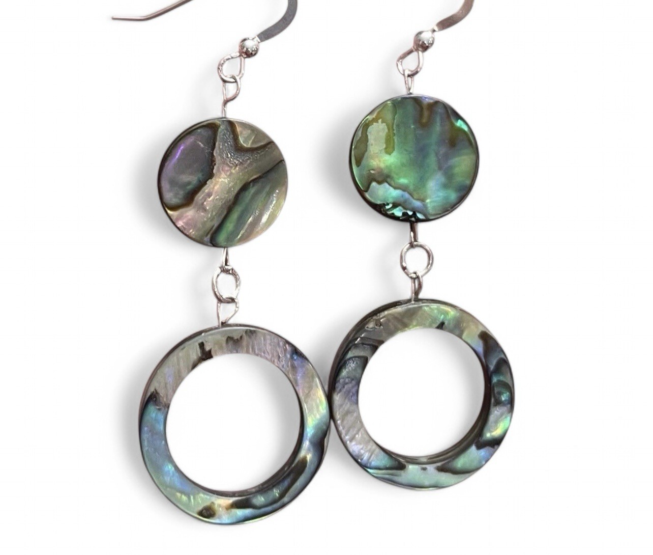 Abalone Genuine Hoop Shell .925 Sterling Silver Earrings GORGEOUS