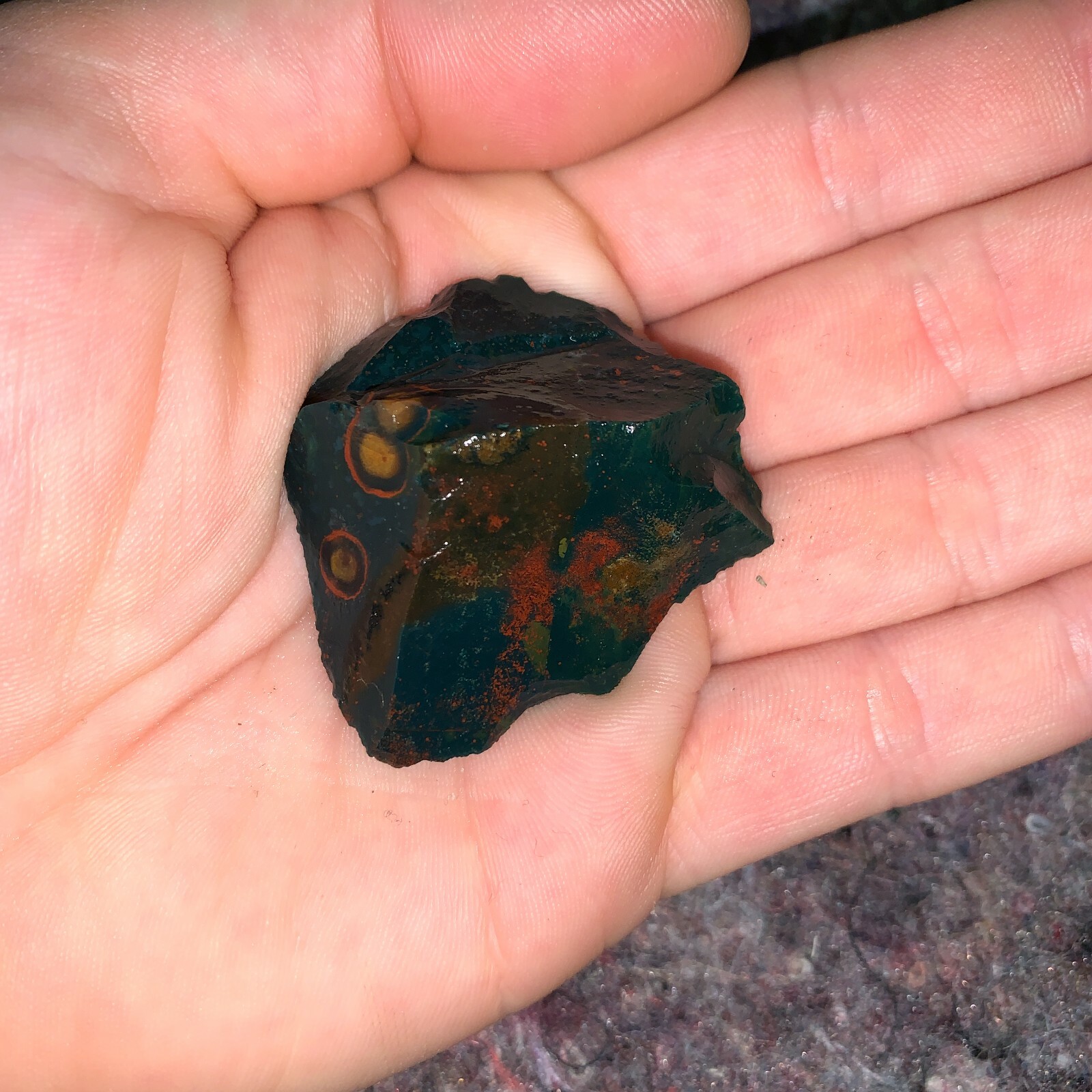 One (1) Charged Bloodstone Rough Gemstone + A FREE Selenite Charging Stick