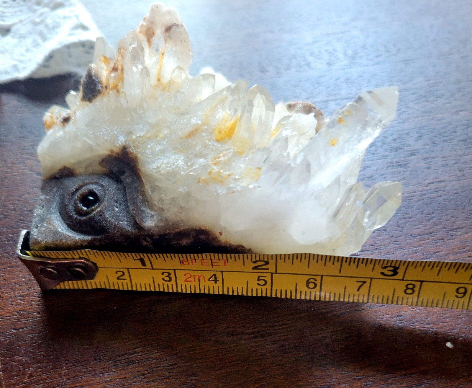 Natural Crystal Cluster Quartz Specimen Stone Hand-Carved ~ All Seeing Eye