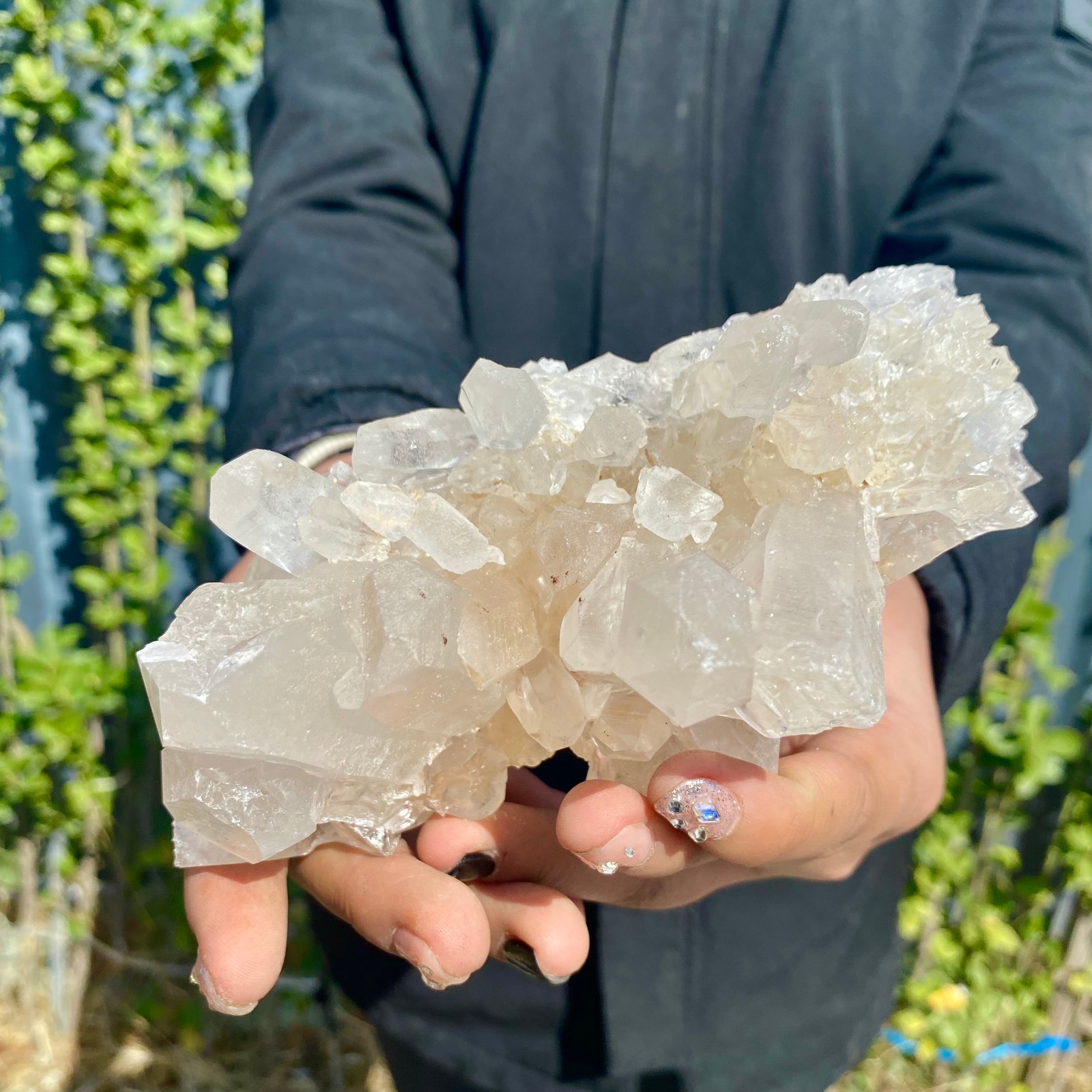 1.21LB Large Natural Clear White Crystal Quartz Cluster Energy Healing Specimen