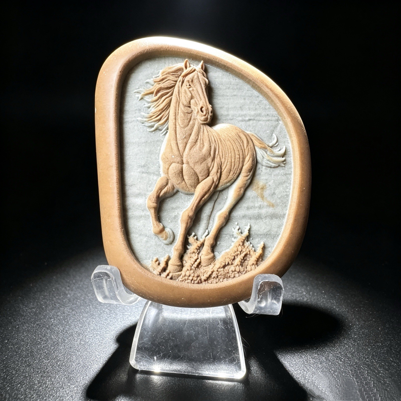 Natural Songhua Stone Finely Carved Horse, Collectible Crystal Desk Decor