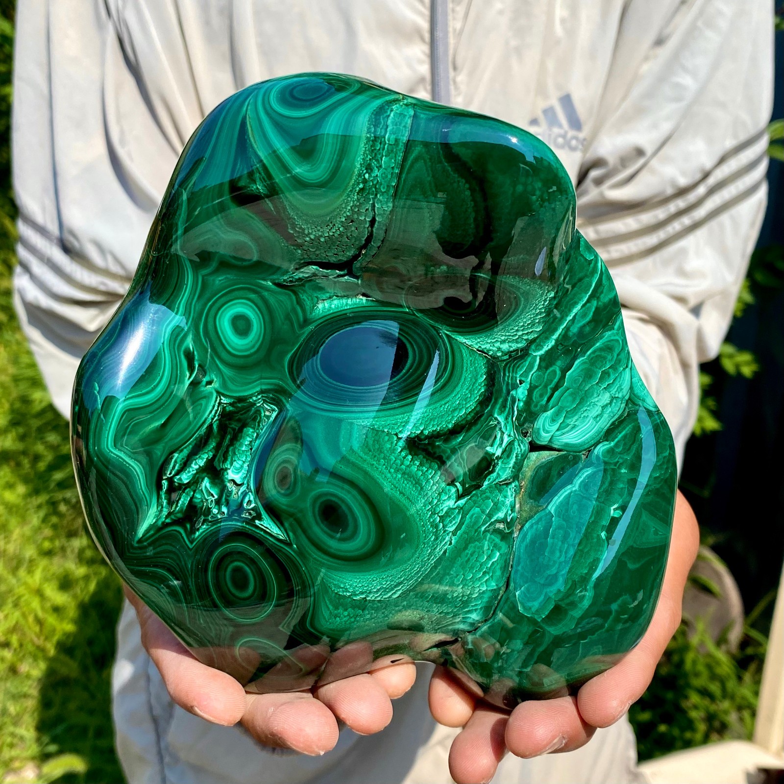 4.58LB Natural glossy Malachite transparent cluster rough mineral sample