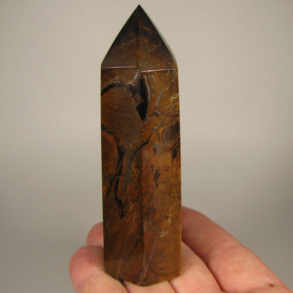 4″ TIGER EYE Polished Gemstone Point Tower Obelisk – South Africa