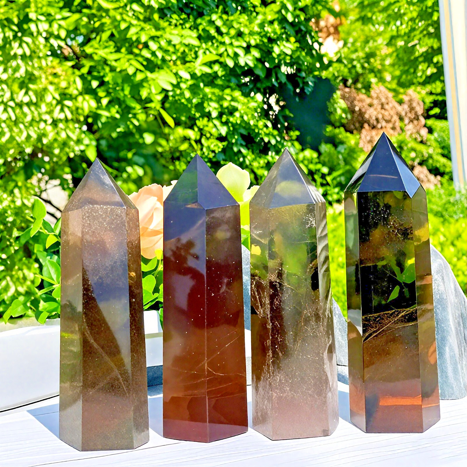 Smoky Quartz Crystal Tower Point Wand – Healing Crystal Obelisk Mineral Specimen
