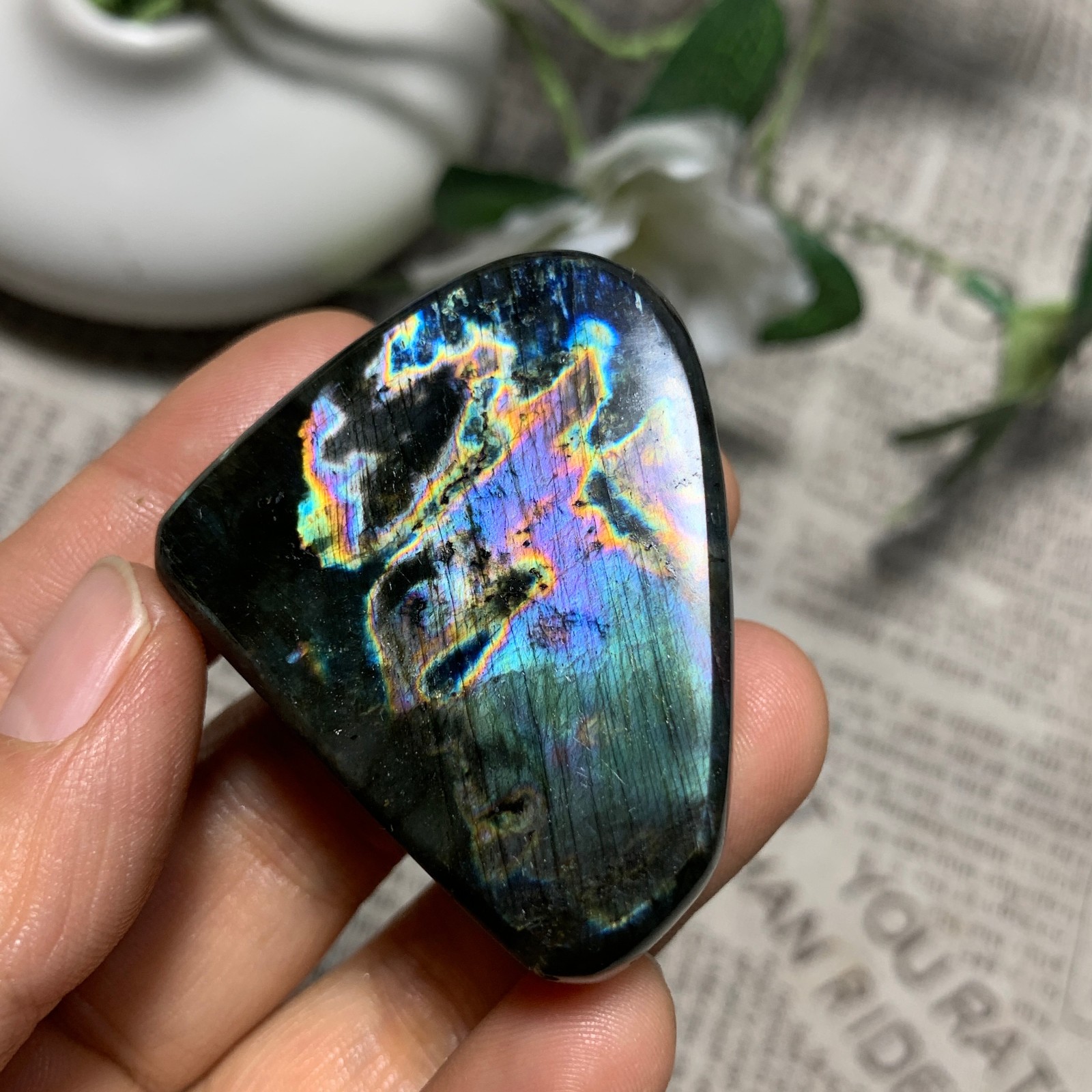 62g Natural Purple Labradorite Quartz Crystal Stone Specimen Healing