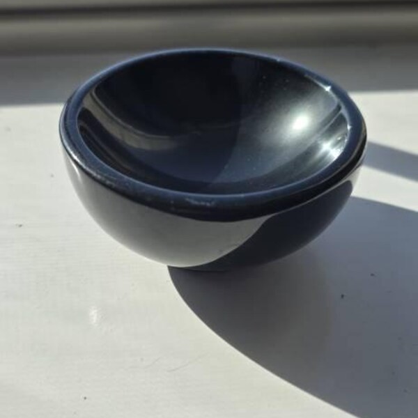 Black Obsidian Scrying Bowl for Crystals Charging – Protection Healing Stone 3″