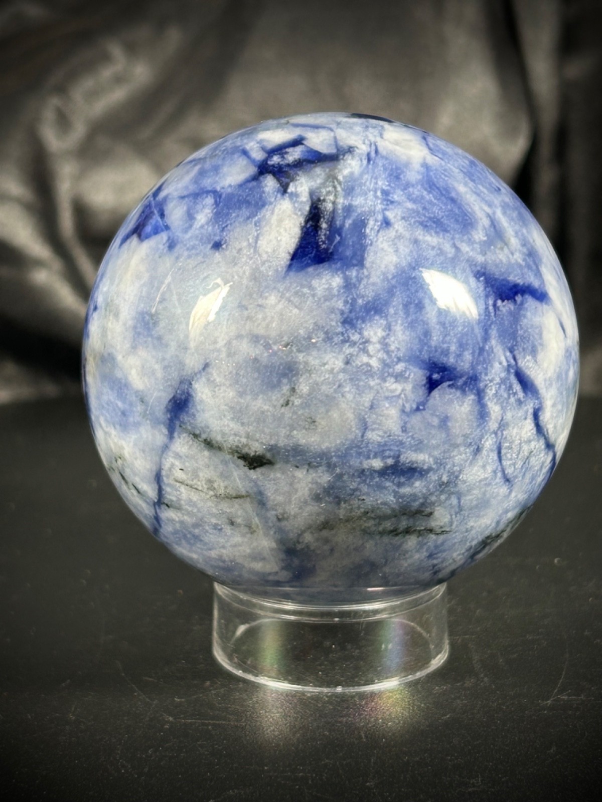 2.52” Afghanite Sphere With Acrylic Stand – Amazing UV 12.5oz (354 grams)