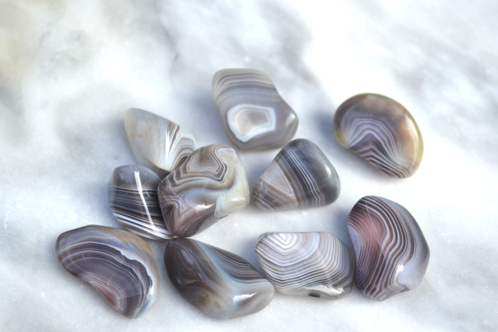 Set of 10 Botswana Banded Agates — 370 Carats — Great for Wire Wrapping