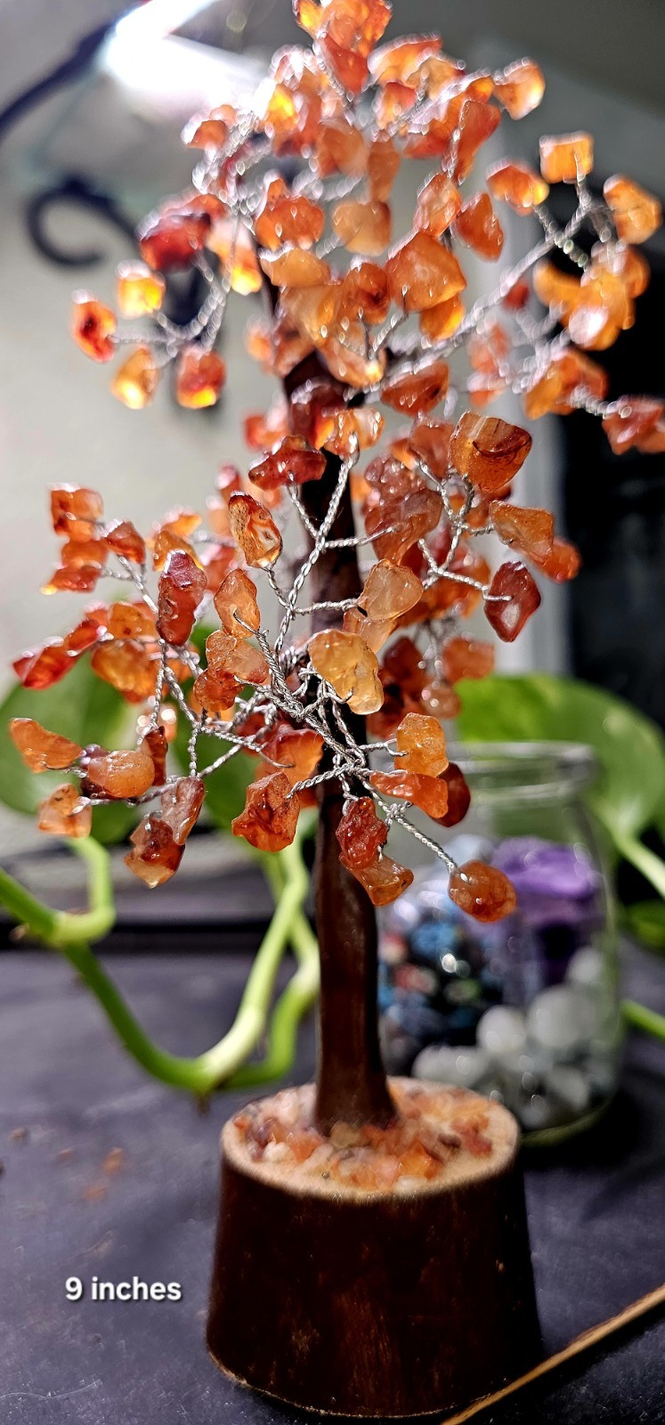 Beautiful 9 Inch Red Carnelian Crystal Chip Gemstone Tree