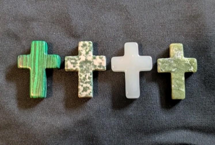 1″ Mini Crystal Crosses Natural Quartz Cross Shaped Worry Stones Charms – #7