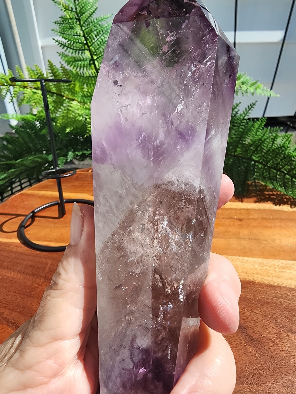 480 grams, 1.1 Lb Amethyst Tower Reiki Healing Point 9-5/8″ Tall