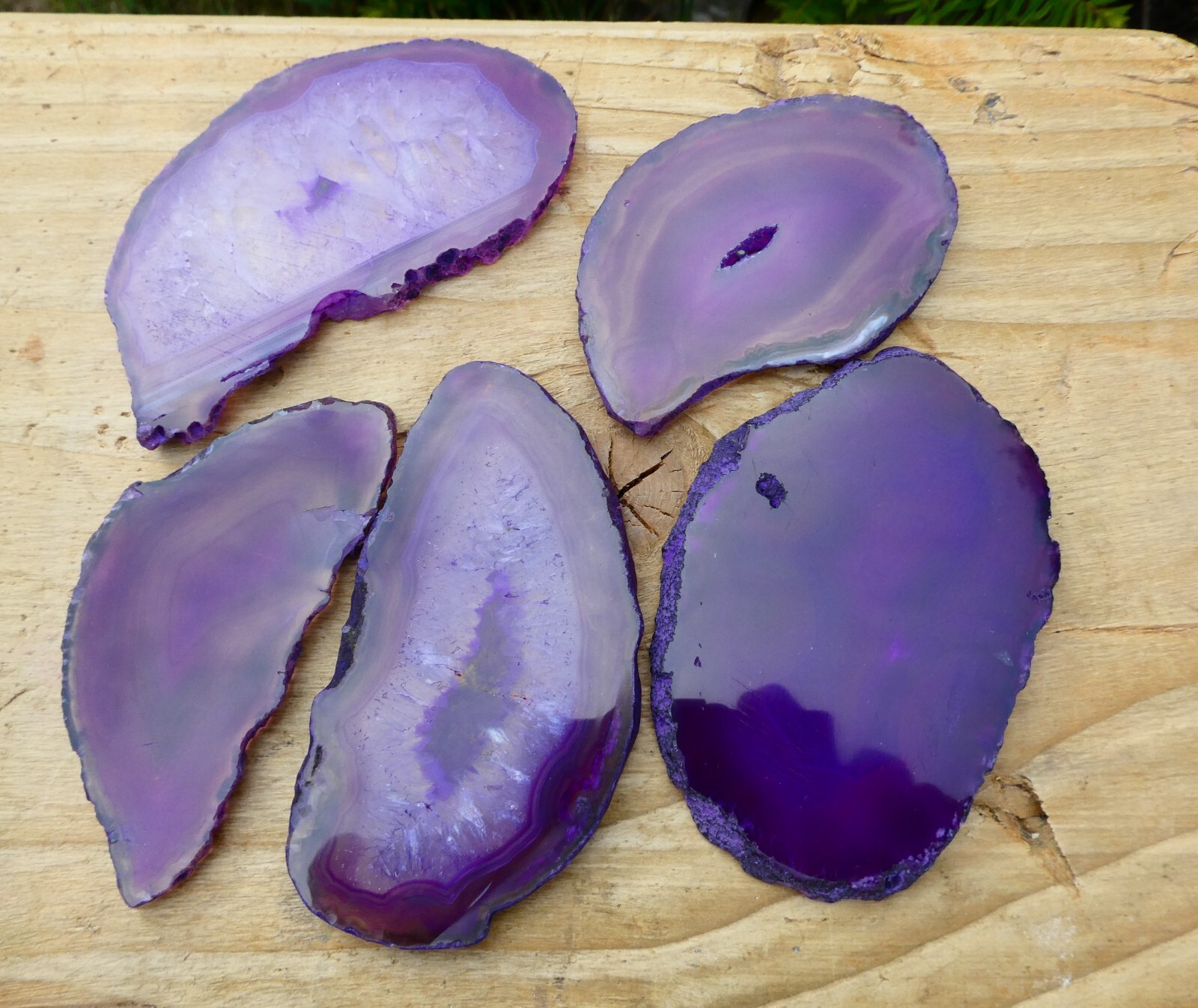5 Large Purple Agate Crystal Slices Sizes 73mm – 90mm Bulk Pack = £3.00 Each J
