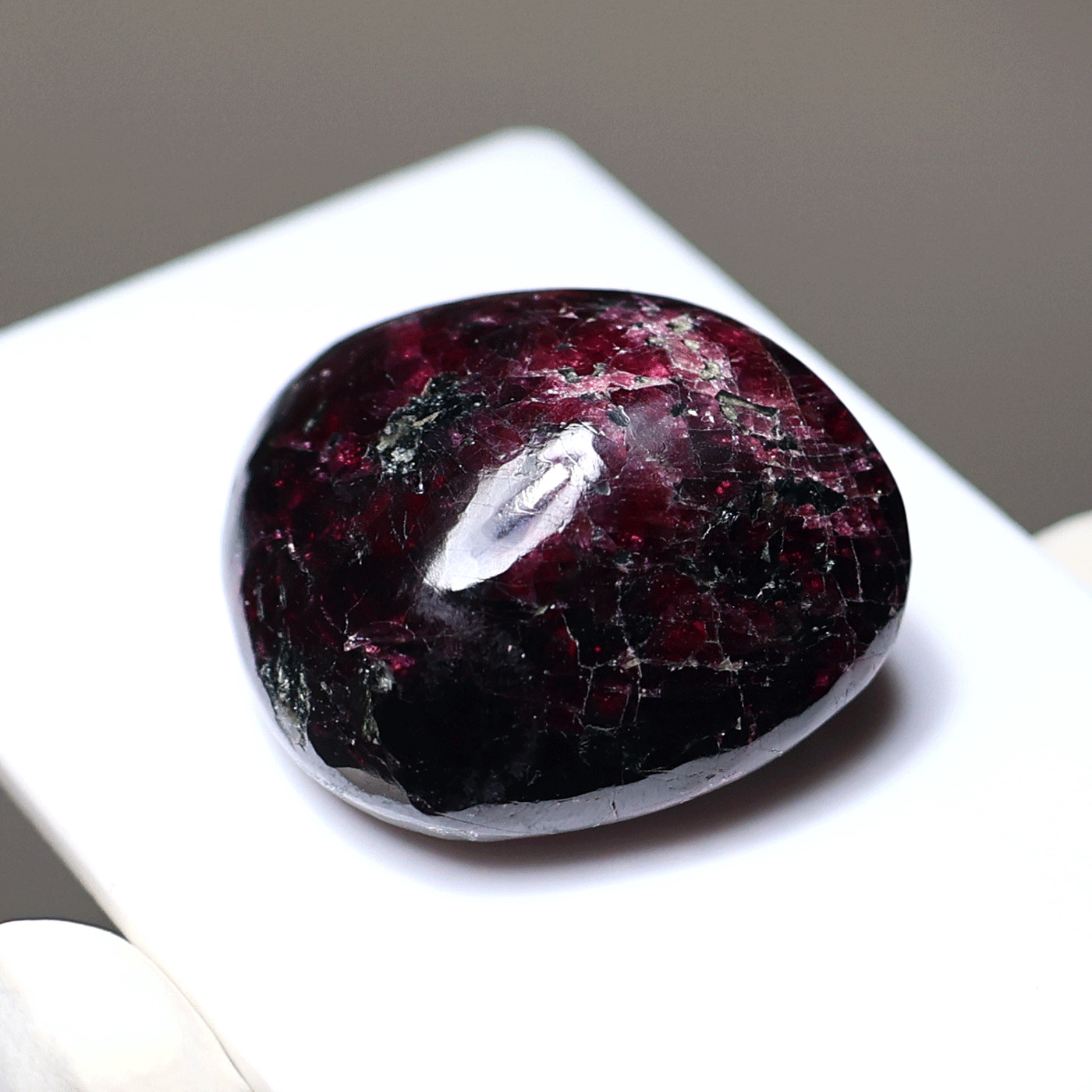 Ancient Flame Garnet — Polished Deep Red Pocket Palm Stone — Root Flame Crystal