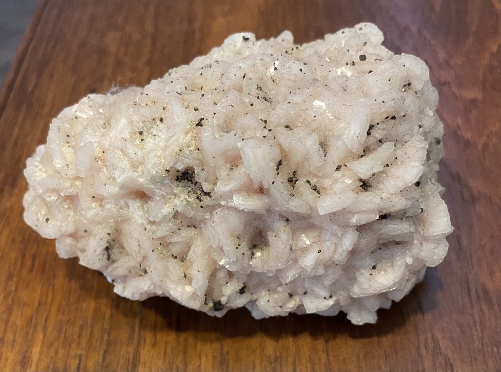 Pink Dolomite Crystal Cluster with Chalcopyrite 4”x3” Arkansas, USA