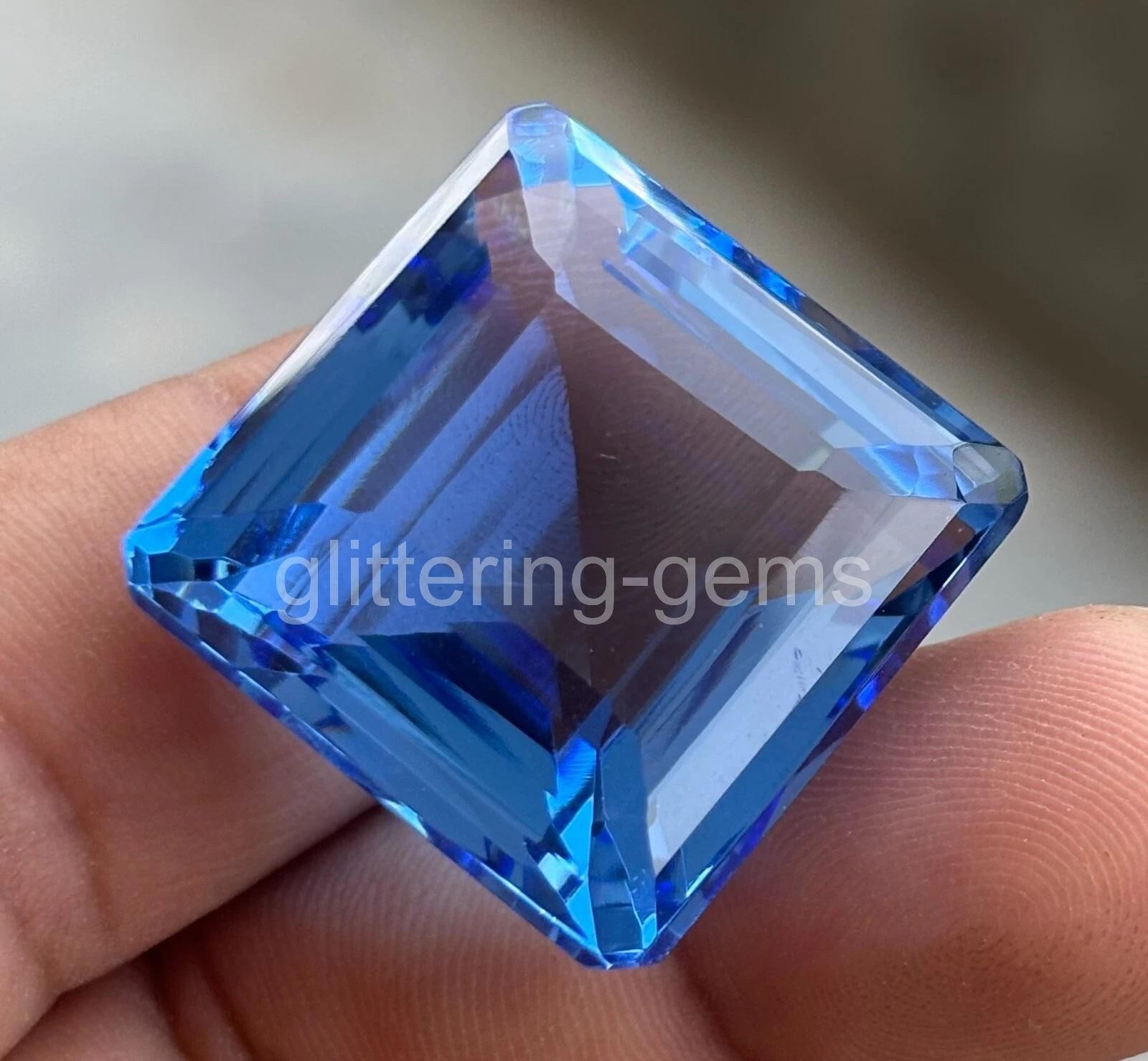 92 Ct Rich Blue Tanzanite Square Cut Translucent Gems IGL Certified Natural 5AOE