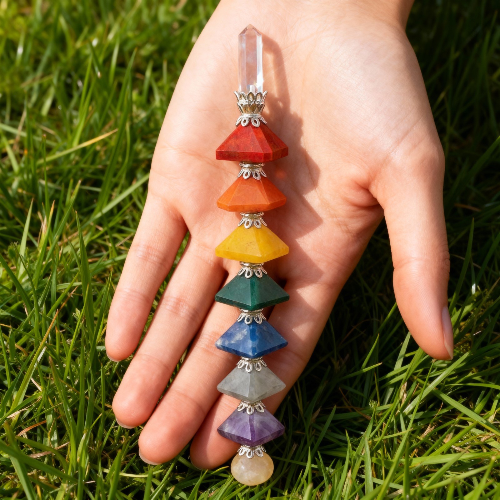 Premium 7 Chakra Crystal Decor | Suncatcher with Reiki Stones | Reiki Healing