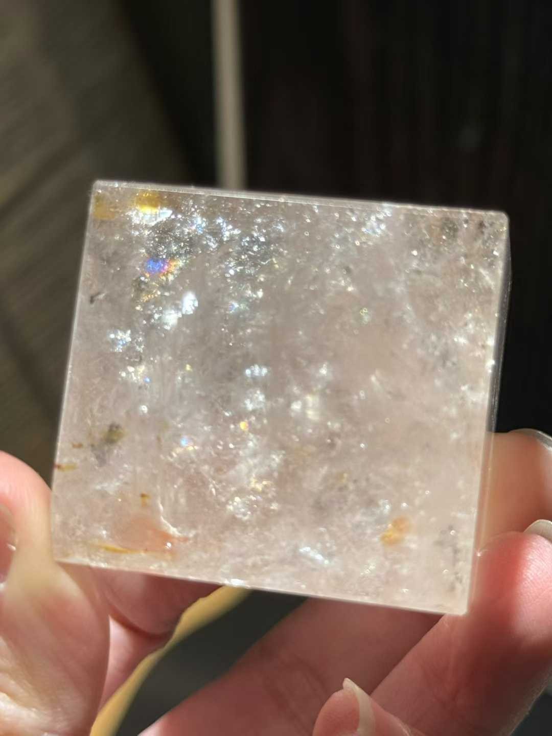 42mm Natural white quartz square Crystal Energy Reiki Healing
