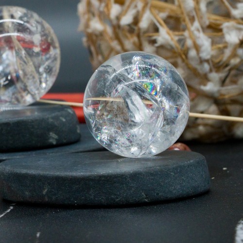 Rainbow Clear Quartz Crystal Sphere Spiritual Healing Crackle Quartz Ball
